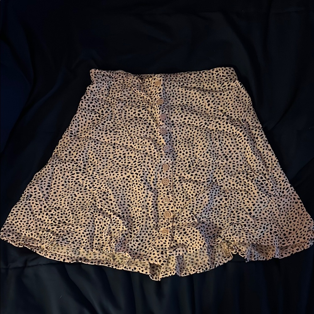 Leopard Print Button-Front Skirt